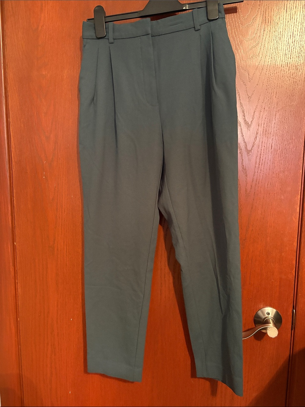 Aritzia High-Rise Straight Trousers — Teal Green